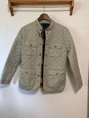 Lands end quilted coat camping jacket 100% cotton, shell 100% wool